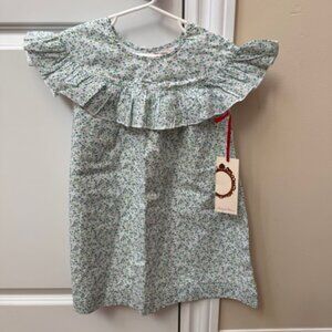 Ruby & Bloom White-Blue Tropic Ditsy Dress (Size 3)